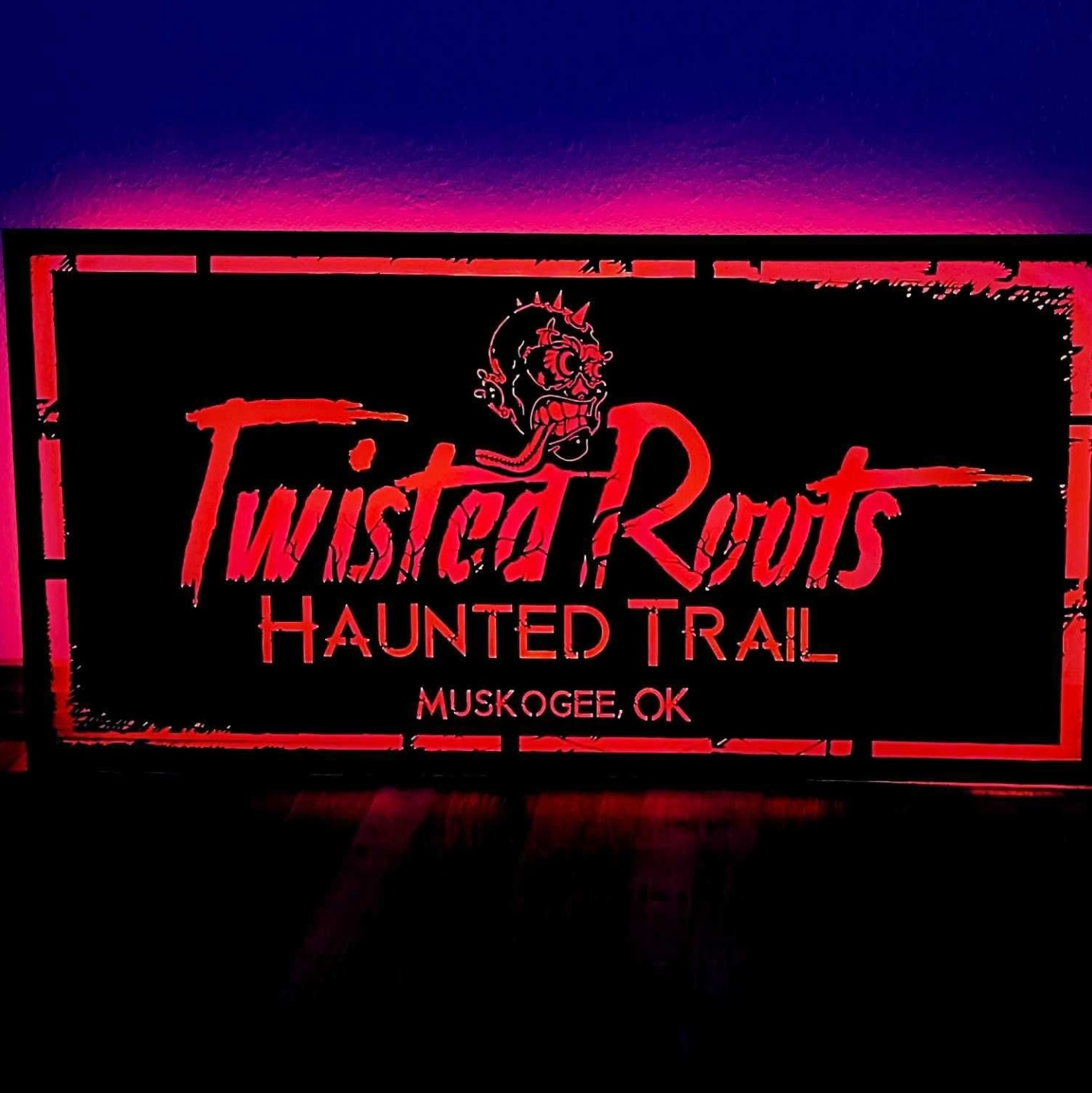 TwistedRoots Oklahoma Haunted House Sign